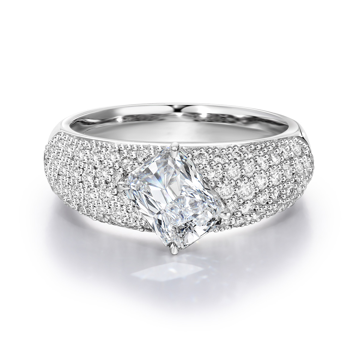 Lab-Grown Diamond 1.15ct. tw.Emerald Cut 18k White Gold Rings