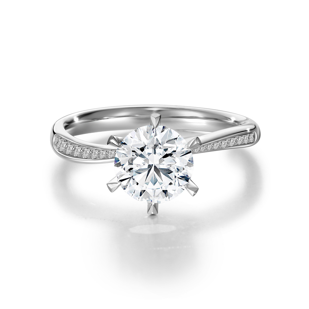 Lab-Grown Diamond 1.5ct. tw. Round Cut 18k White Gold Rings Six Prong