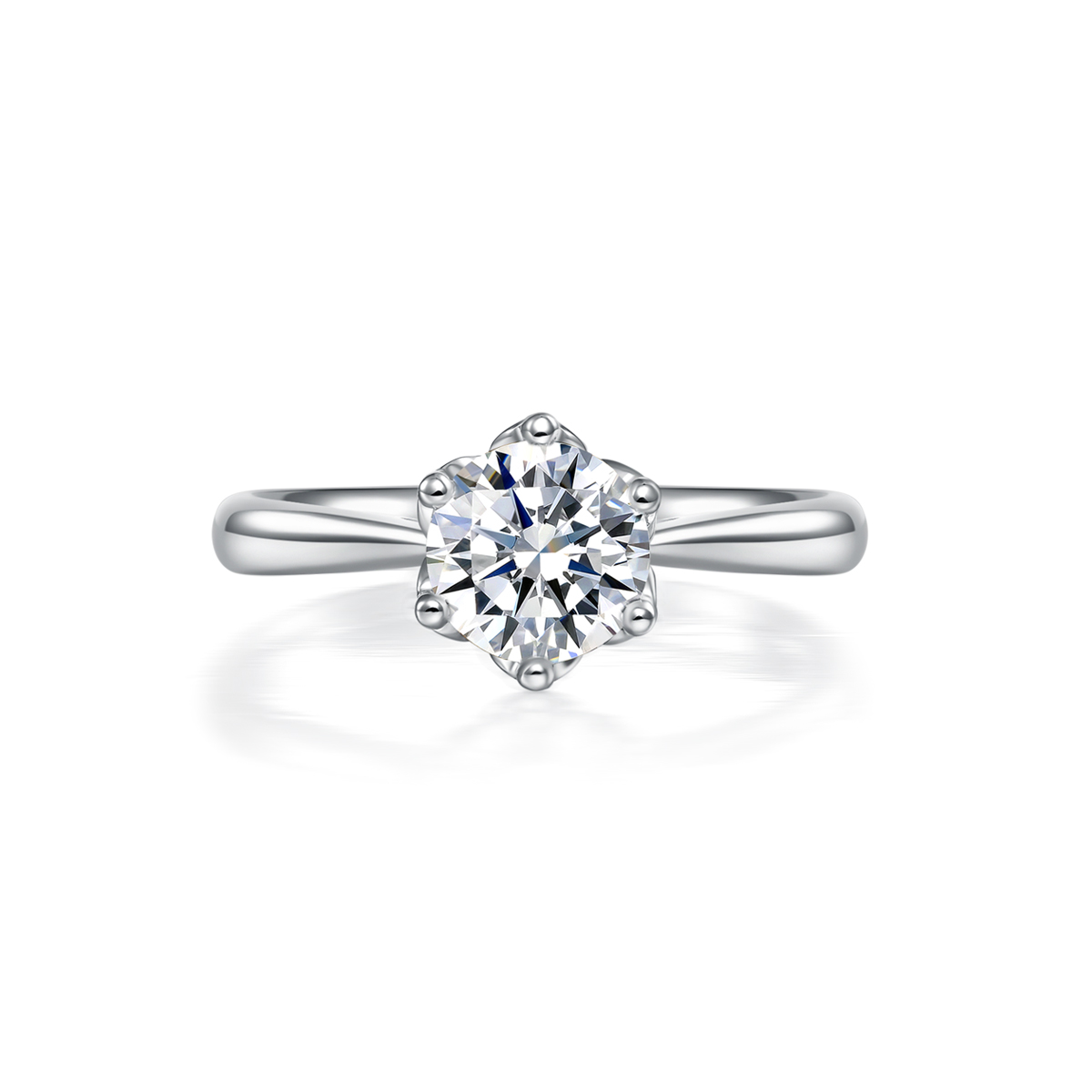 1 Carat Round Cut Lab Grown Diamond Petal Solitaire Engagement Ring