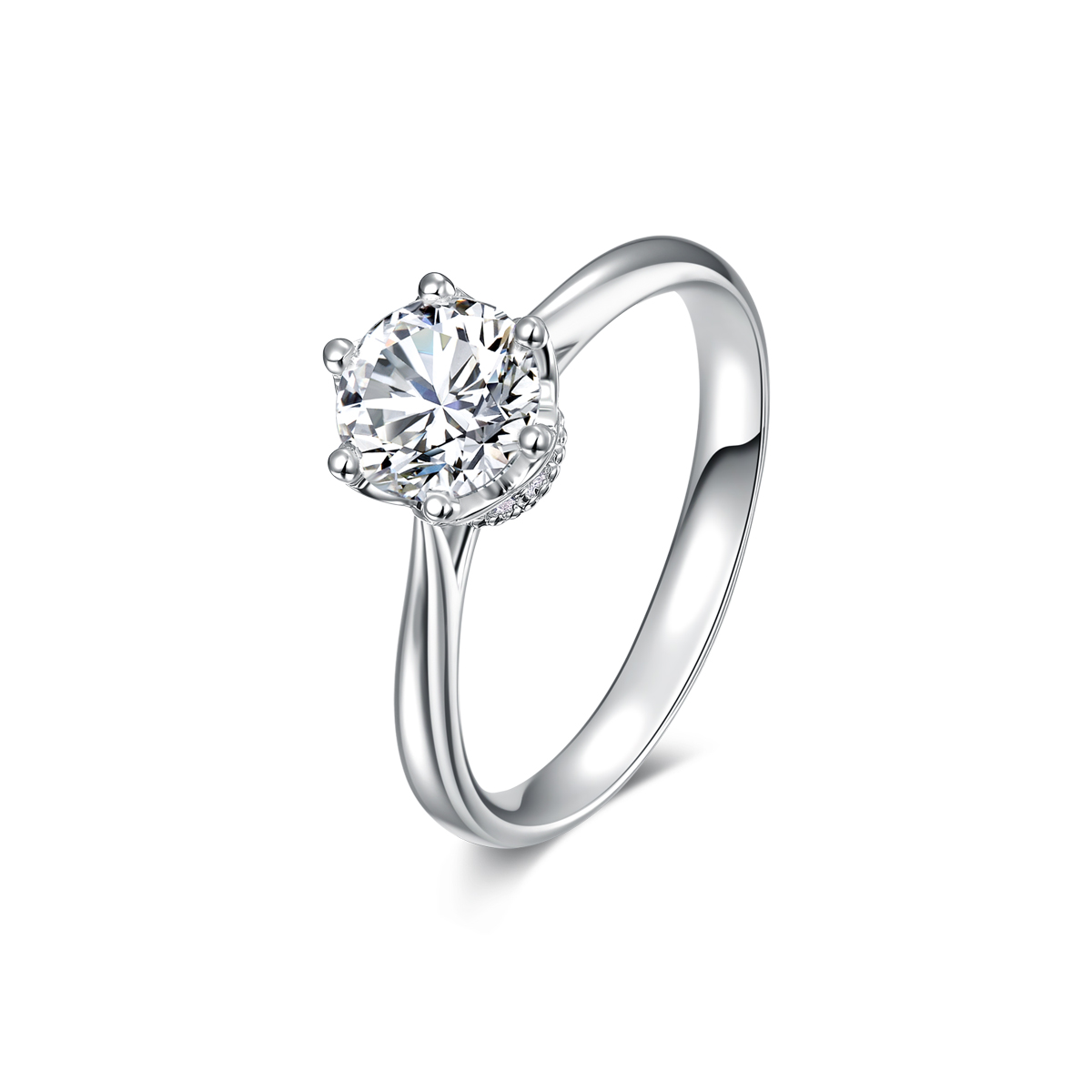 1 Carat Round Cut Lab Grown Diamond Petal Solitaire Engagement Ring