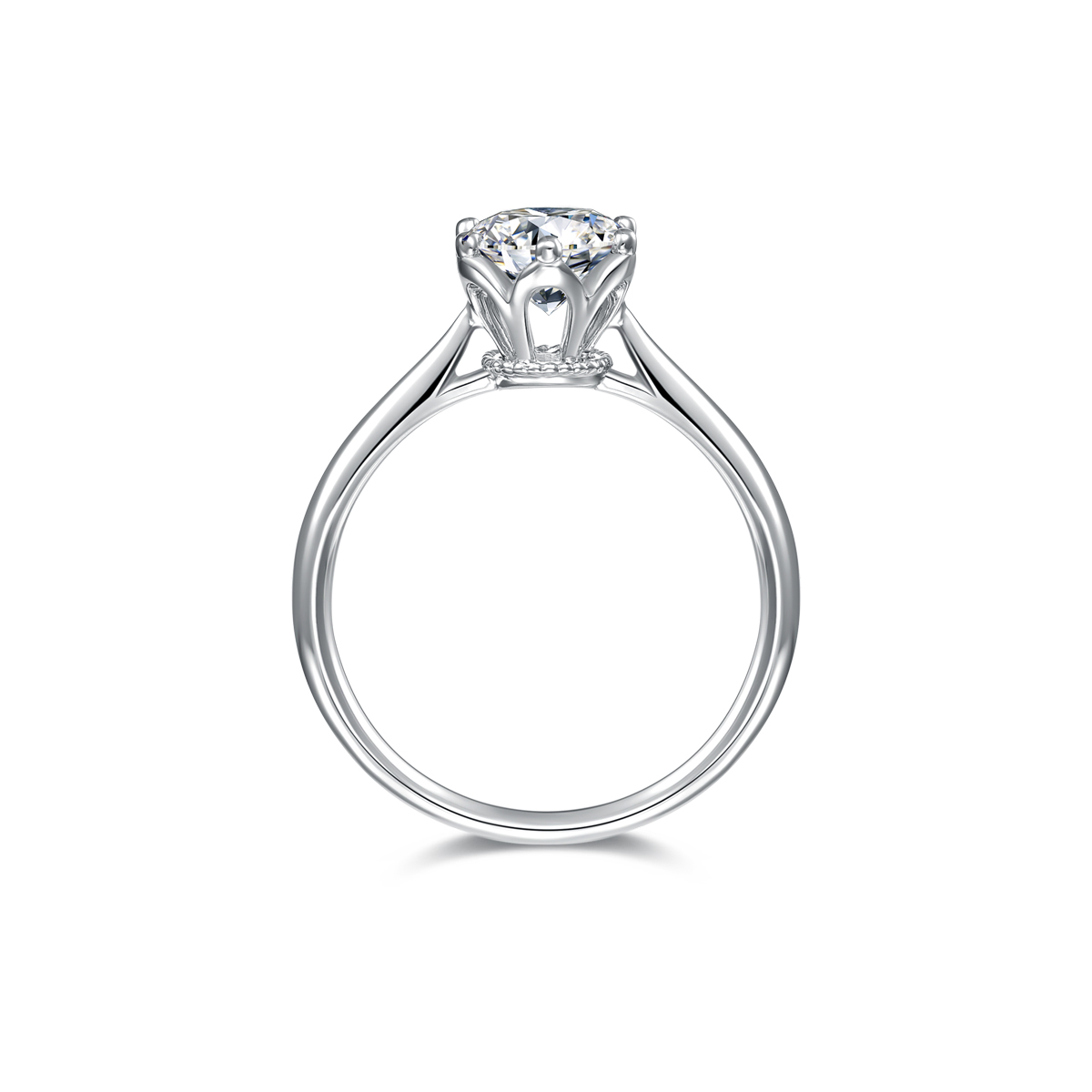 1 Carat Round Cut Lab Grown Diamond Petal Solitaire Engagement Ring