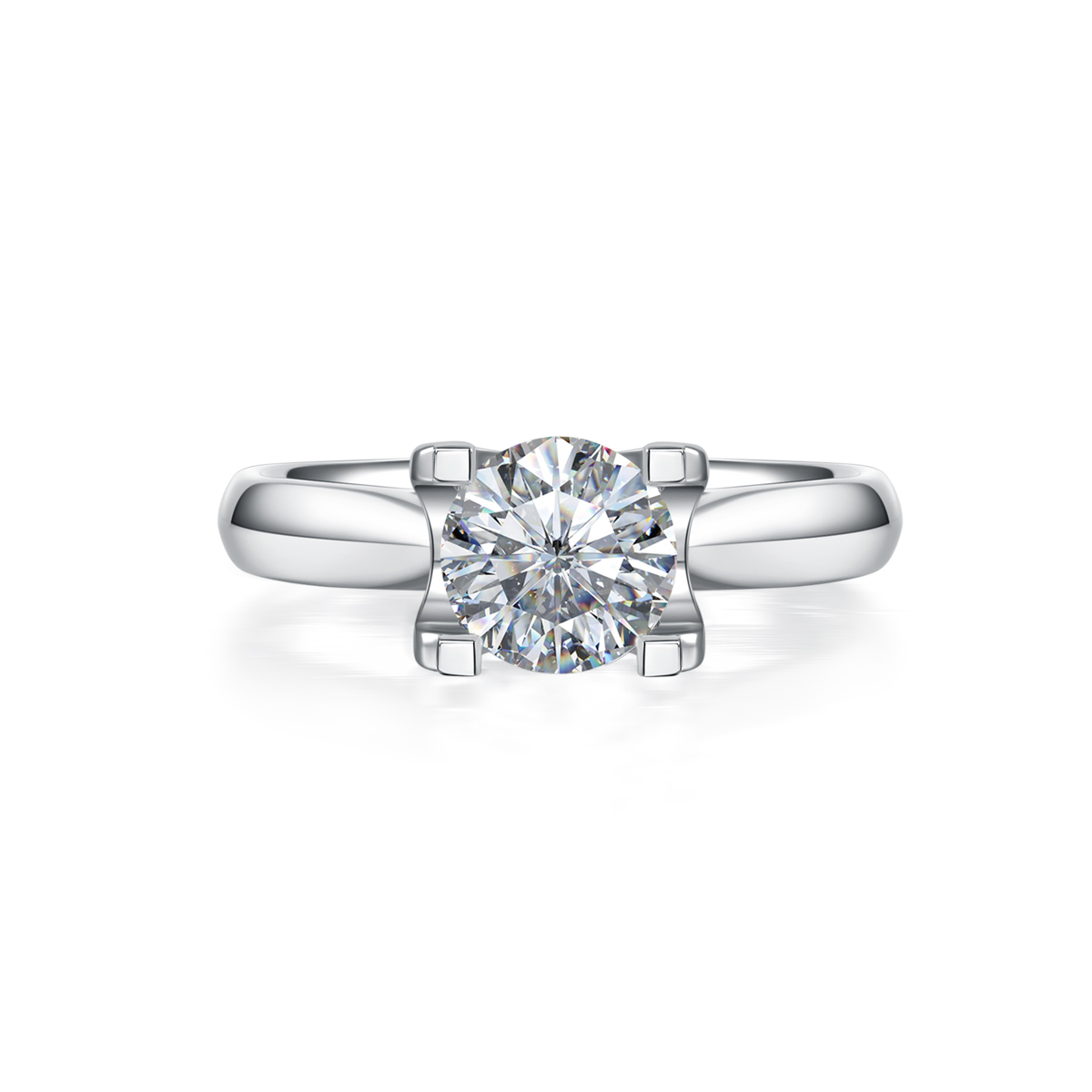 1 Carat Round Cut Lab Grown Diamond Comfort Fit Solitaire Engagement Ring
