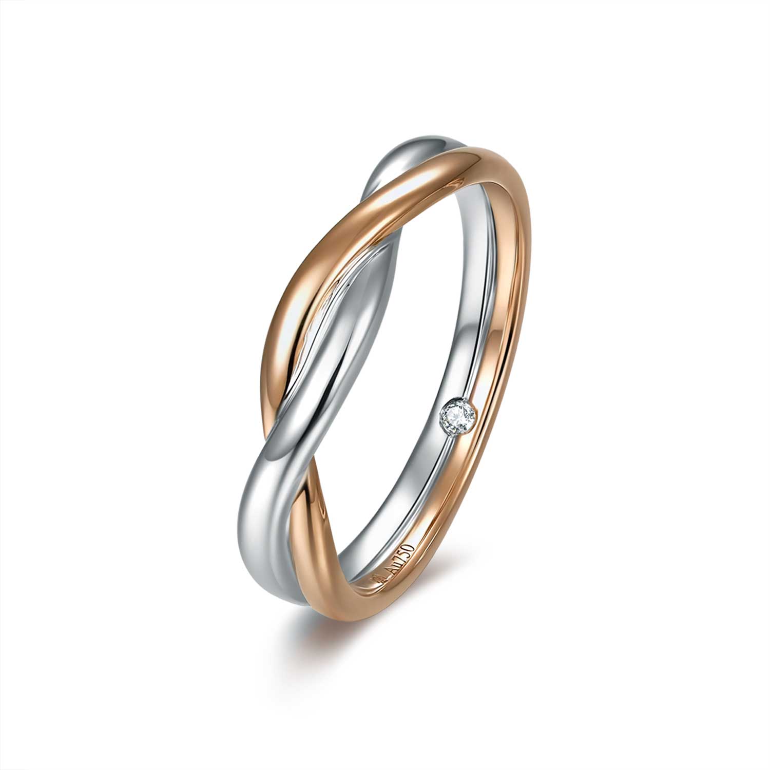 Two Tone Twist Vine Wedding Ring For Men (0.01 Ct Tw)