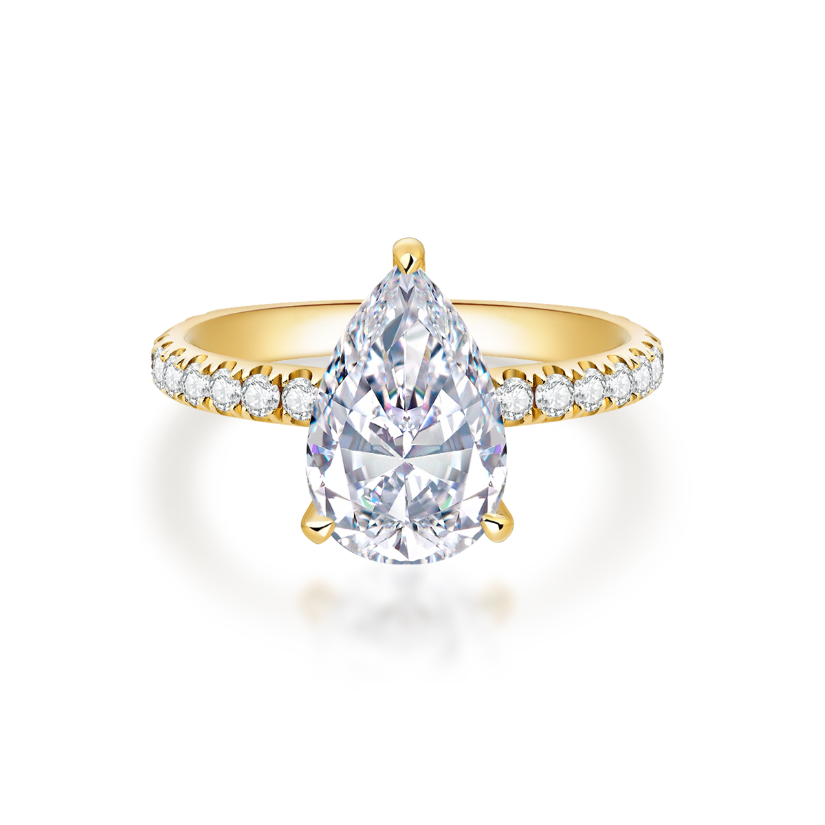 3 Carat Center Stone Pear Cut Hidden Halo Lab Grown Diamond Engagement Ring (3.5 Ct Tw)