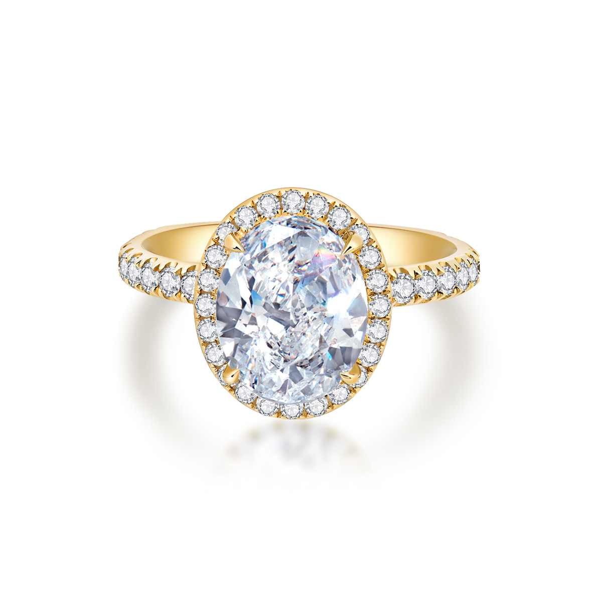 3 Carat Center Stonet Halo Oval Cut Lab Grown Diamond Engagement Ring (3.6 Ct Tw)-Light Mark