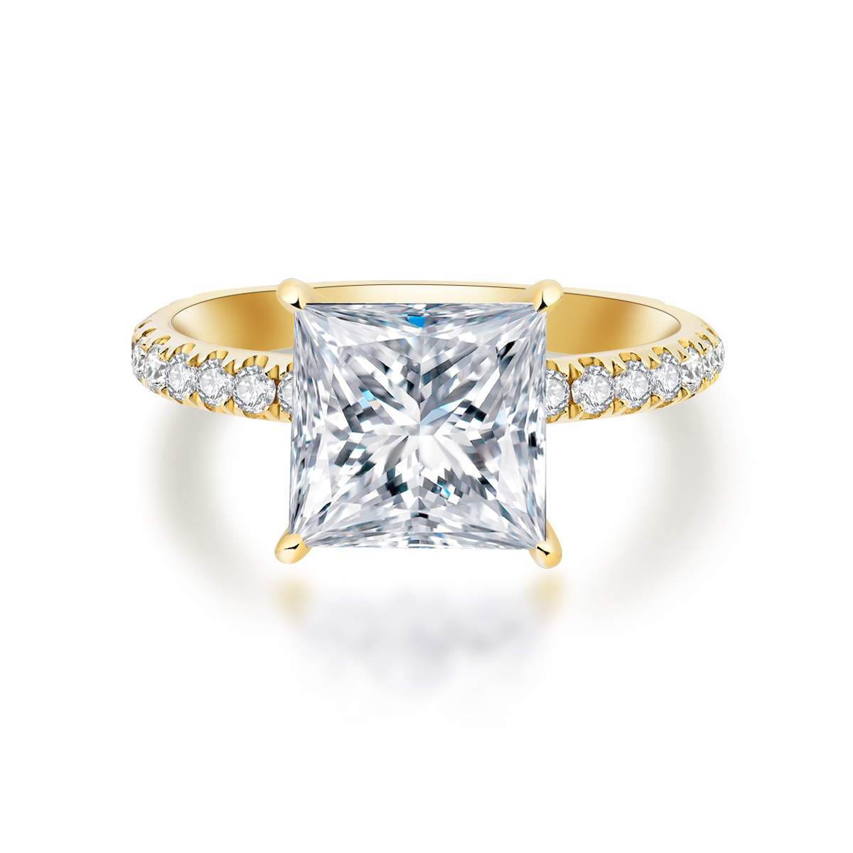 3 Carat Center Stone Princess Cut Lab Grown Engagement Ring (3.4 Ct Tw)-Light Mark