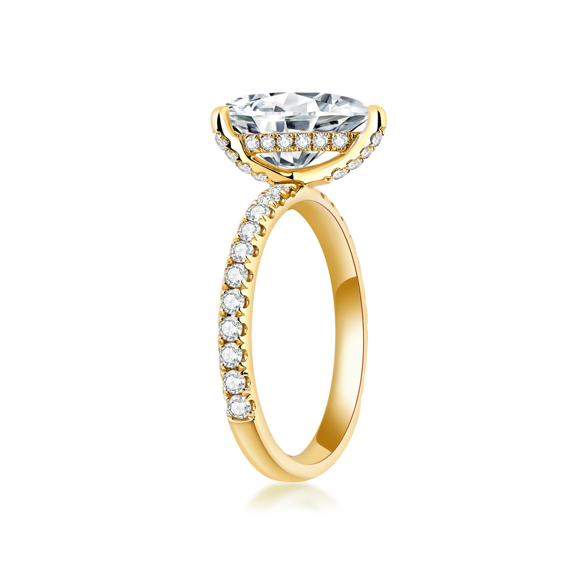 3 Carat Center Stone Pear Cut Hidden Halo Lab Grown Diamond Engagement Ring (3.5 Ct Tw)
