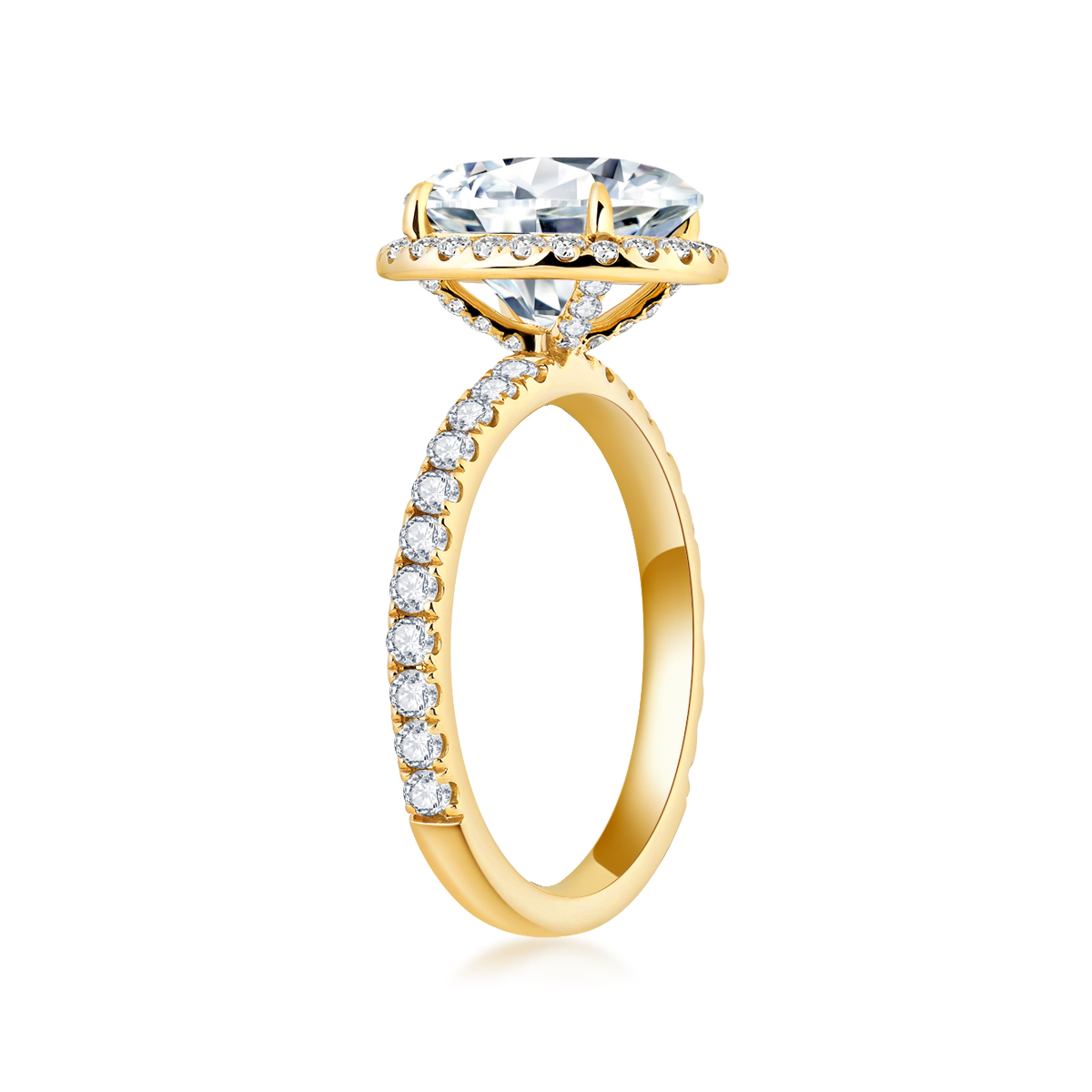 3 Carat Center Stonet Halo Oval Cut Lab Grown Diamond Engagement Ring (3.6 Ct Tw)-Light Mark
