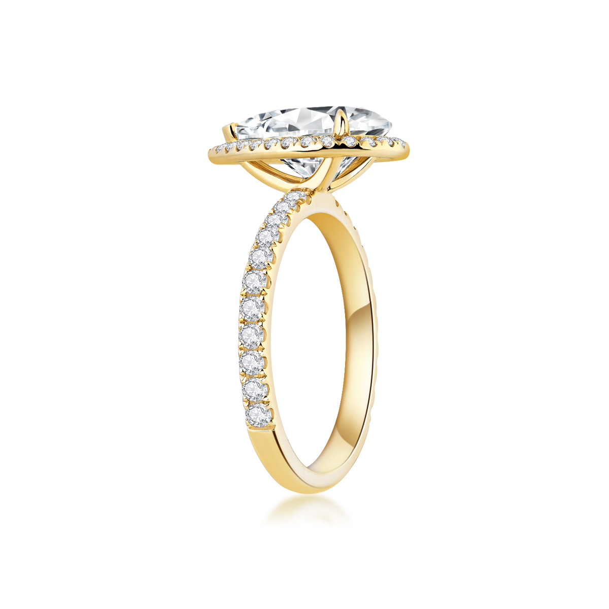 3 Carat Center Stone Halo Pear Cut Lab Grown Diamond Engagement Ring (3.5 Ct. Tw)