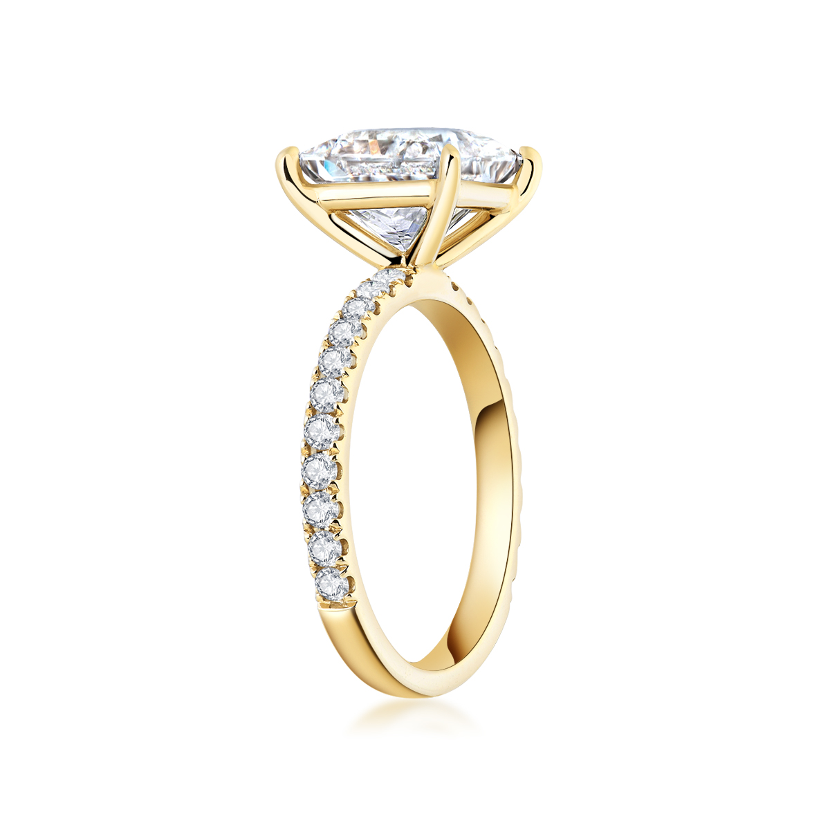 3 Carat Center Stone Princess Cut Lab Grown Engagement Ring (3.4 Ct Tw)-Light Mark