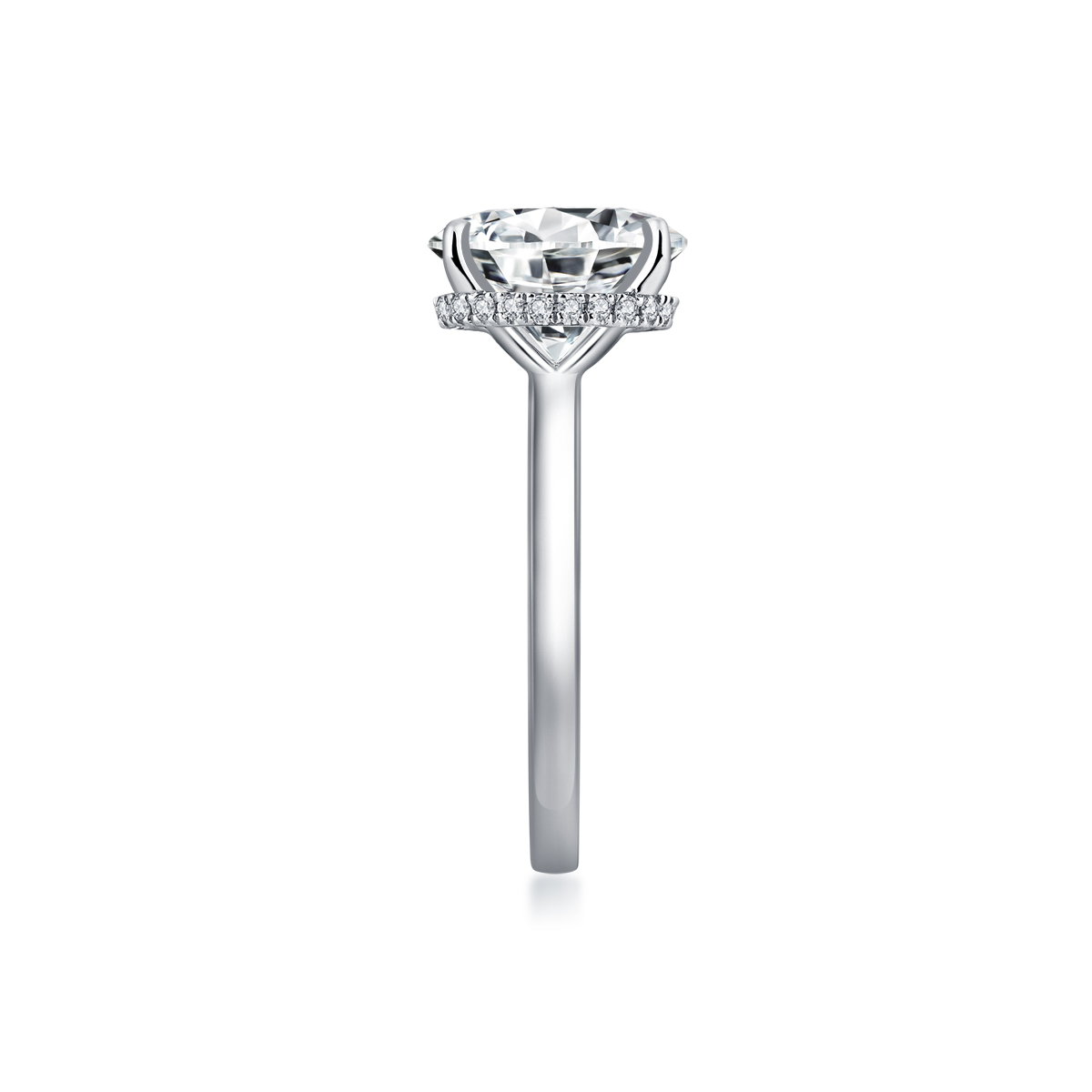 3 Carat Center Stone Oval Cut Lab Grown Diamond Hiddden Halo Engagement Ring  (3.1 Ct Tw)-Light Mark