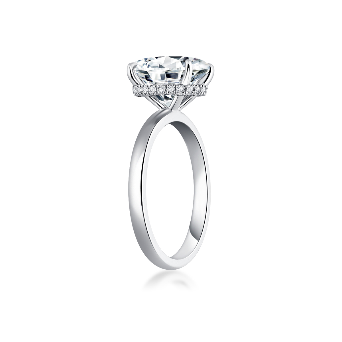 3 Carat Center Stone Oval Cut Lab Grown Diamond Hiddden Halo Engagement Ring  (3.1 Ct Tw)-Light Mark