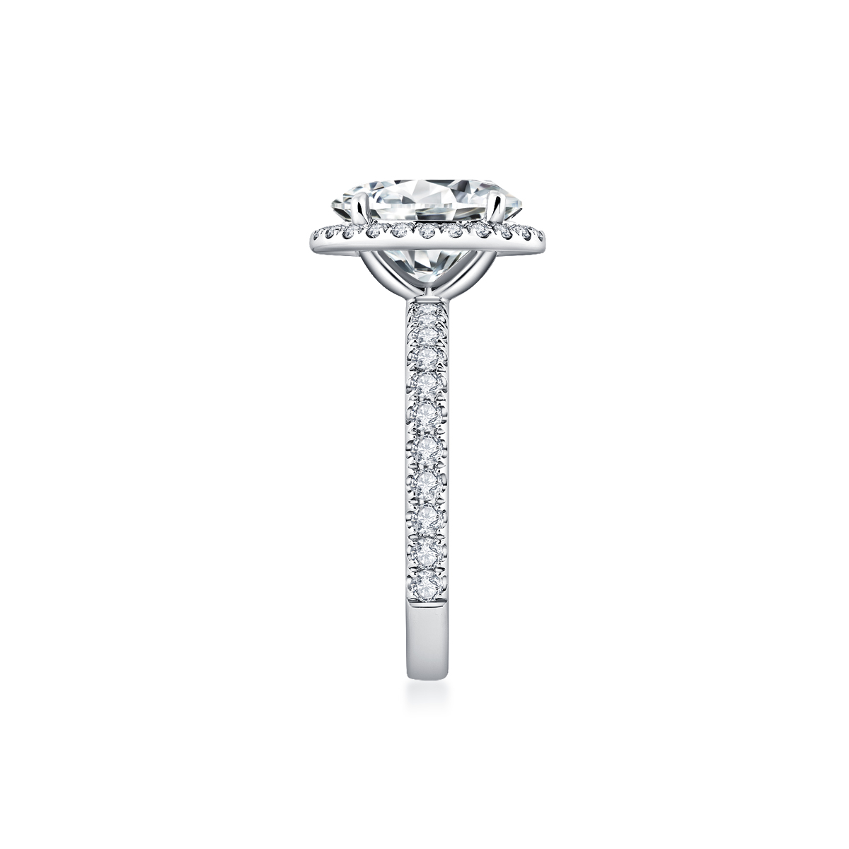 3 Carat Center Stone Halo Oval Cut Lab Grown Diamond Engagement Ring (3.5 Ct Tw)-Light Mark