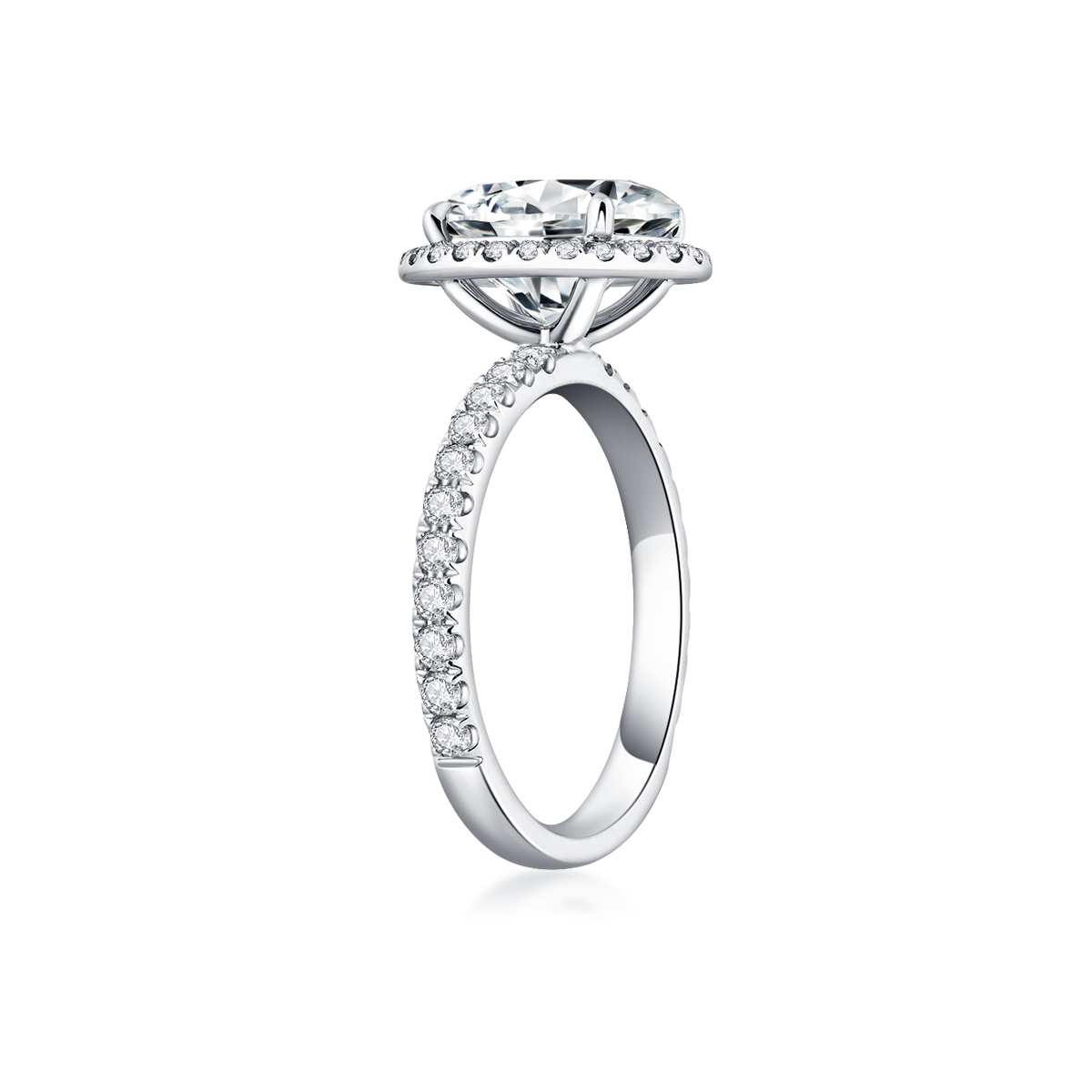 3 Carat Center Stone Halo Oval Cut Lab Grown Diamond Engagement Ring (3.5 Ct Tw)-Light Mark