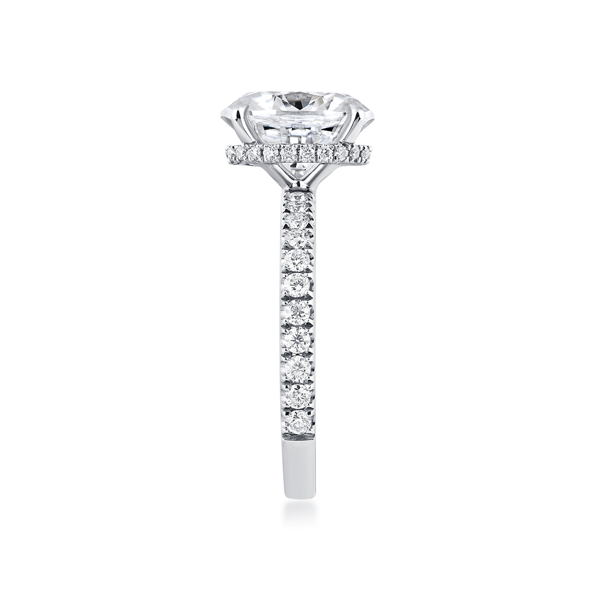 3 Carat Center Stone Oval Cut Lab Grown Diamond Hidden Halo Engagement Ring (3.5 Ct Tw)-Light Mark