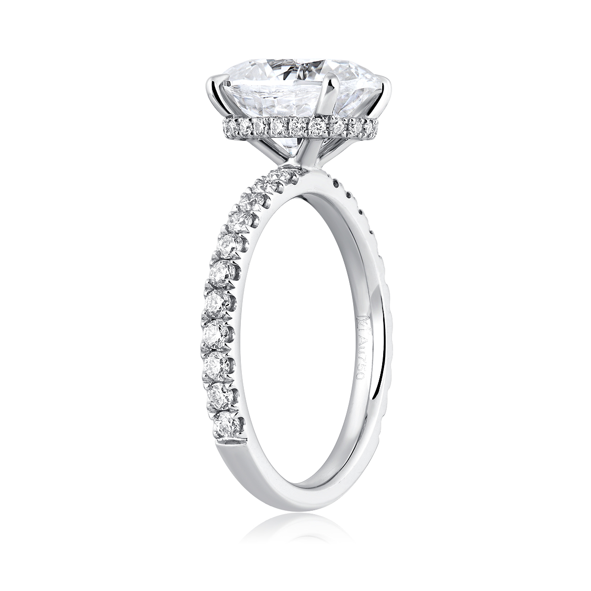 3 Carat Center Stone Oval Cut Lab Grown Diamond Hidden Halo Engagement Ring (3.5 Ct Tw)-Light Mark