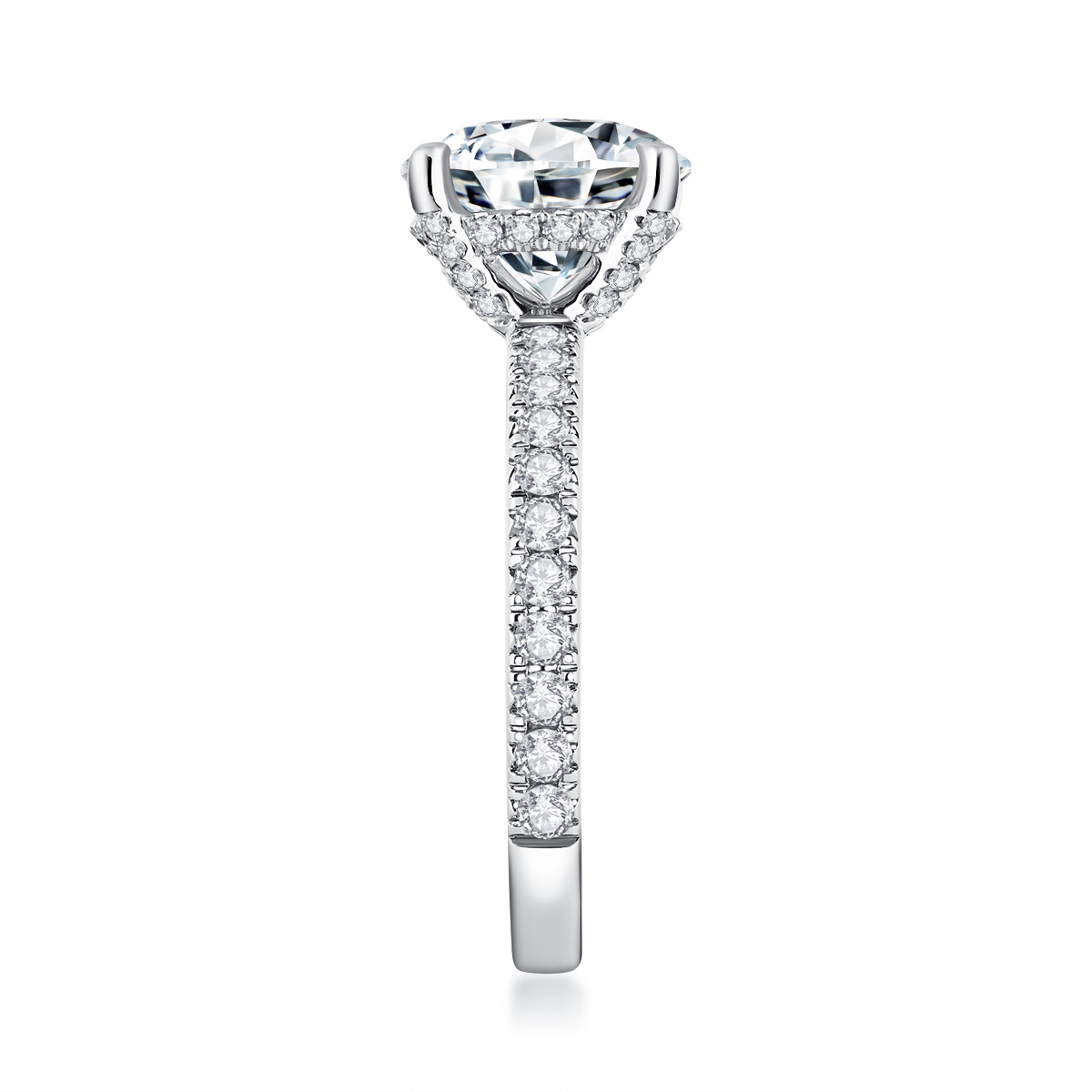 3 Carat Center Stone Brilliant Round Cut Lab Grown Diamond Hidden Halo Engagement Ring (3.4 Ct. Tw)