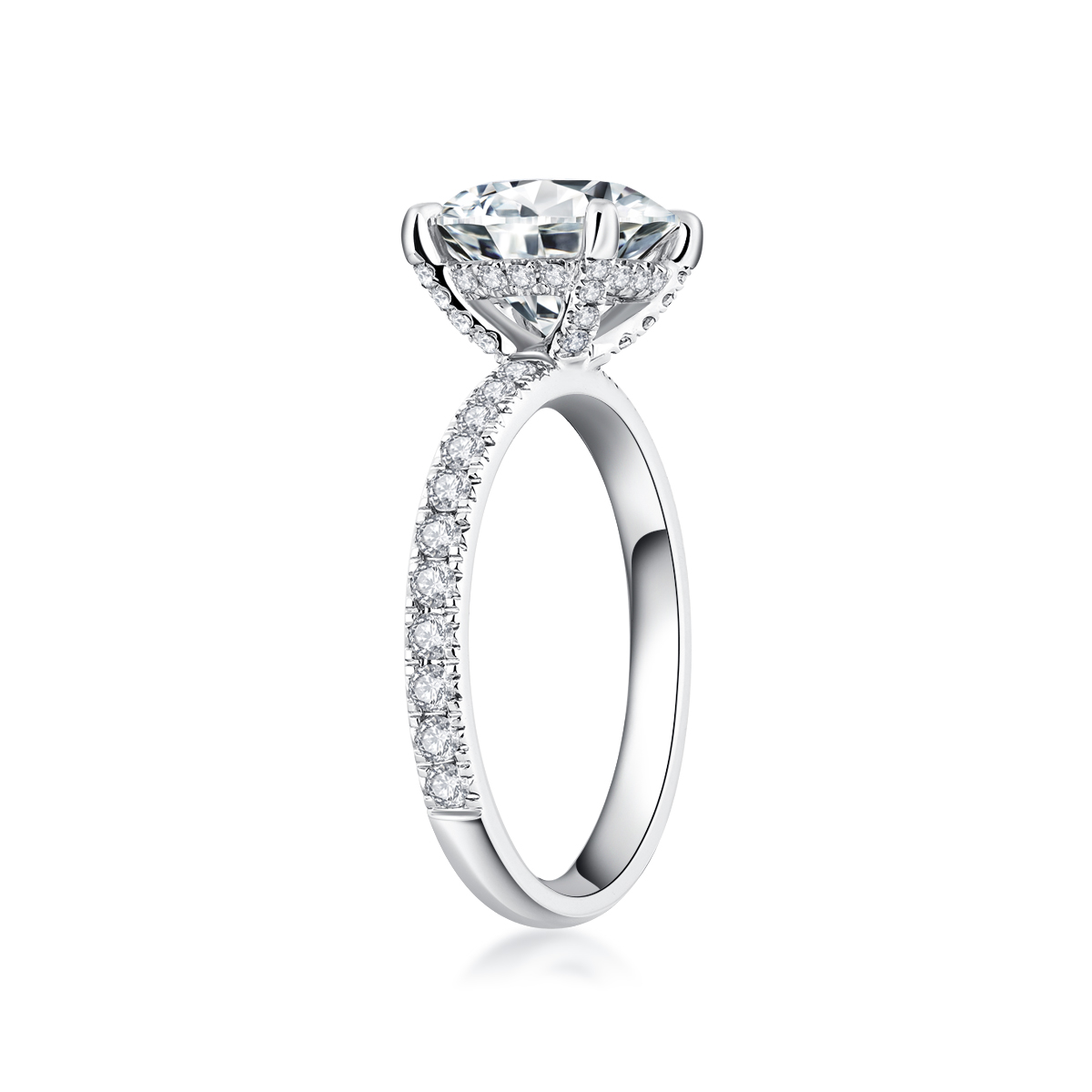 3 Carat Center Stone Brilliant Round Cut Lab Grown Diamond Hidden Halo Engagement Ring (3.4 Ct. Tw)