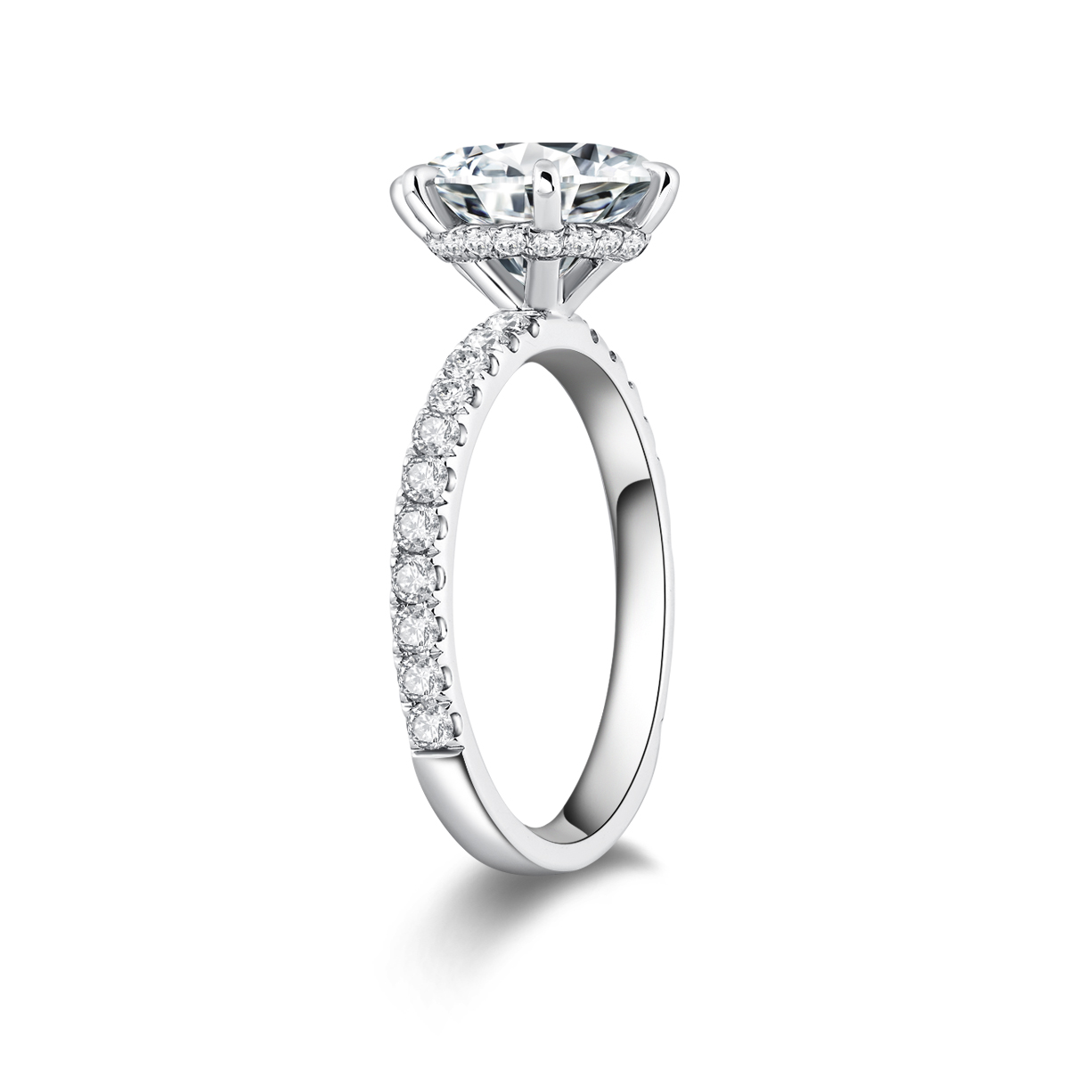 3 Carat Center Stone Round Cut Lab Grown Diamond Hidden Halo Engagement Ring (3.5 Ct. Tw)