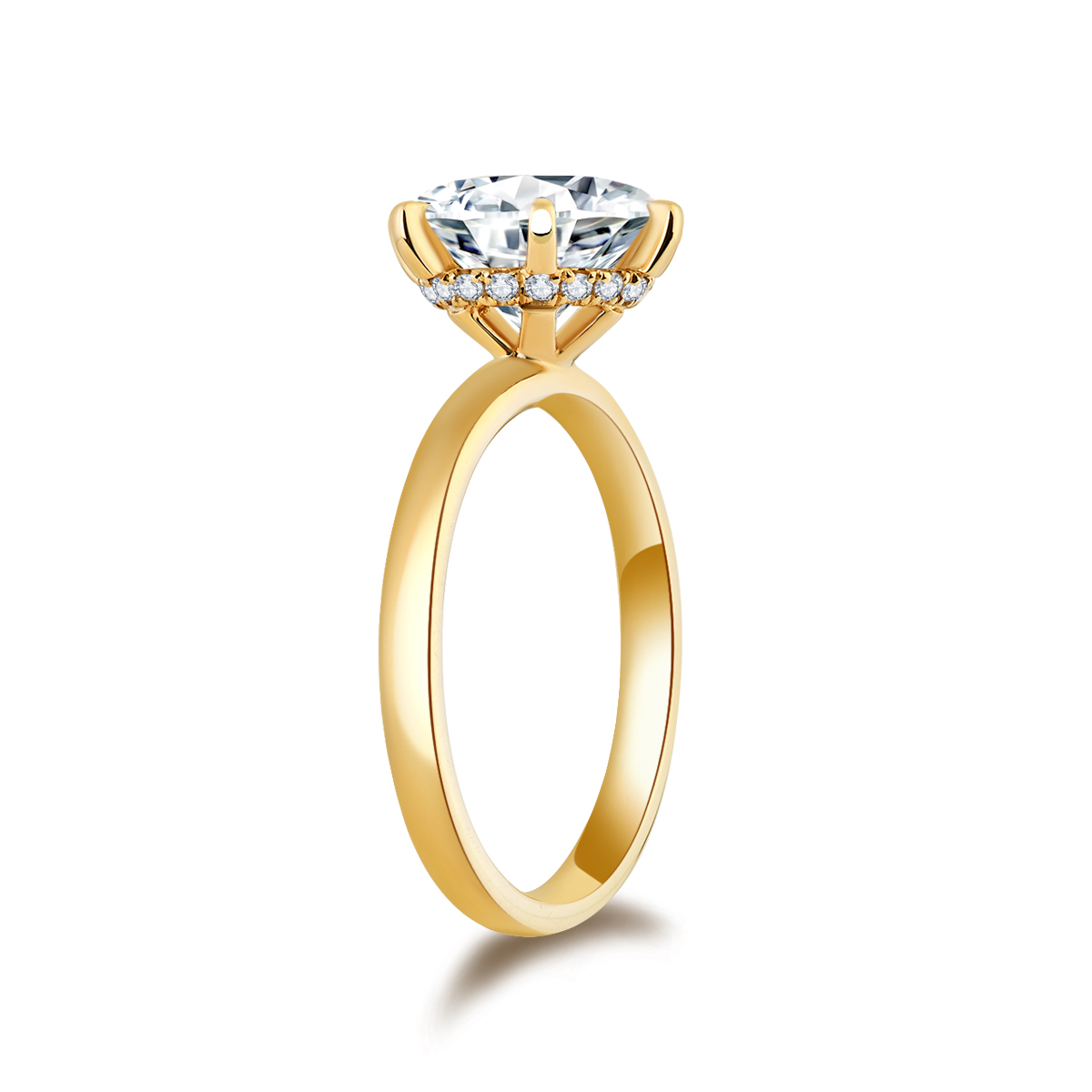 3 Carat Center Stone Brilliant Round Cut Lab Grown Diamond Hidden Halo Engagement Ring  (3.1 Ct Tw)-Light Mark