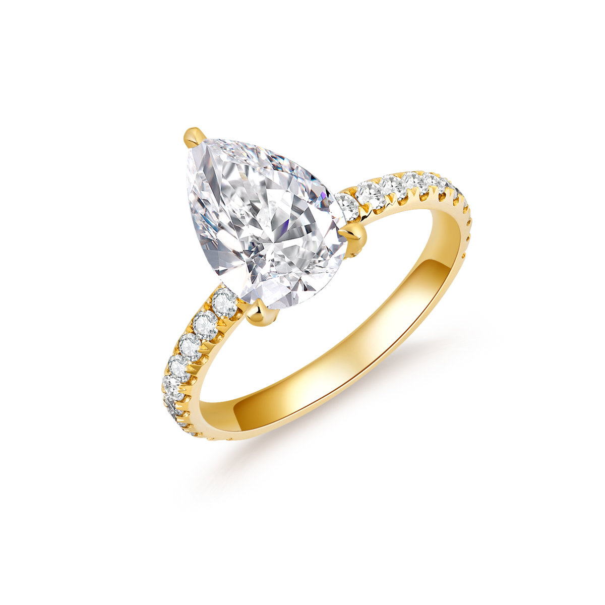 3 Carat Center Stone Pear Cut Hidden Halo Lab Grown Diamond Engagement Ring (3.5 Ct Tw)