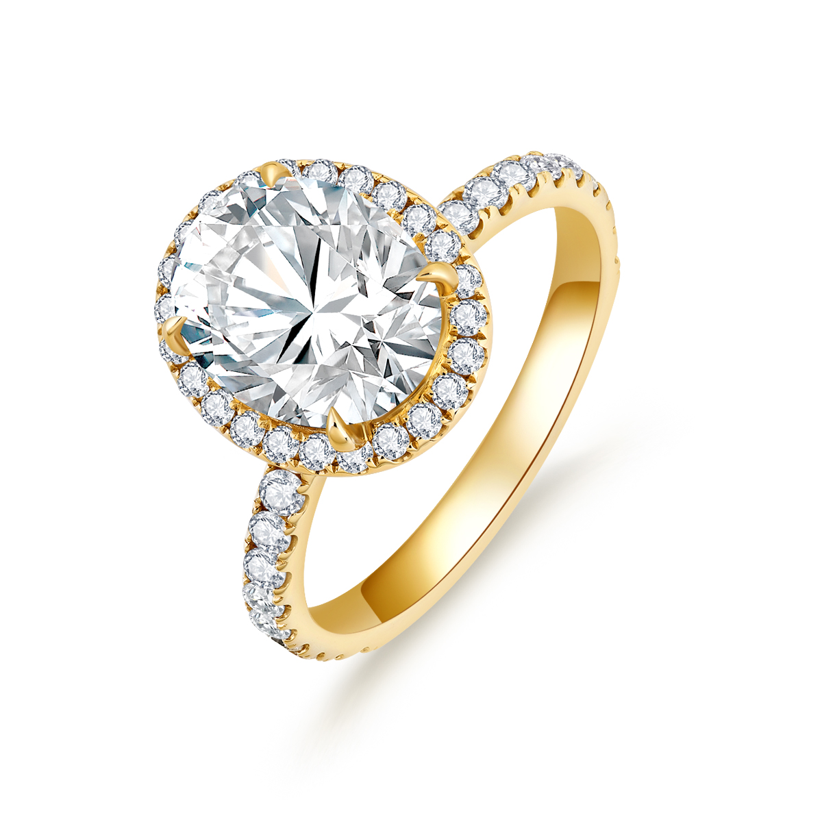 3 Carat Center Stonet Halo Oval Cut Lab Grown Diamond Engagement Ring (3.6 Ct Tw)-Light Mark