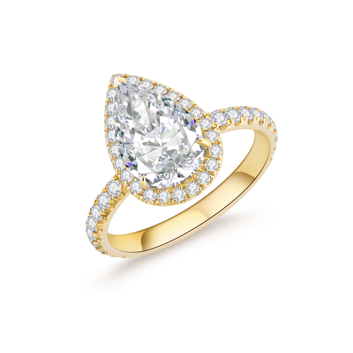 3 Carat Center Stone Halo Pear Cut Lab Grown Diamond Engagement Ring (3.5 Ct. Tw)