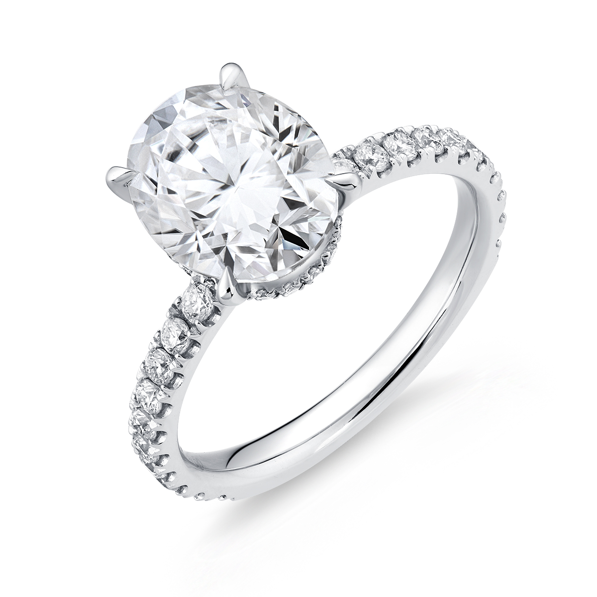 3 Carat Center Stone Oval Cut Lab Grown Diamond Hidden Halo Engagement Ring (3.5 Ct Tw)-Light Mark