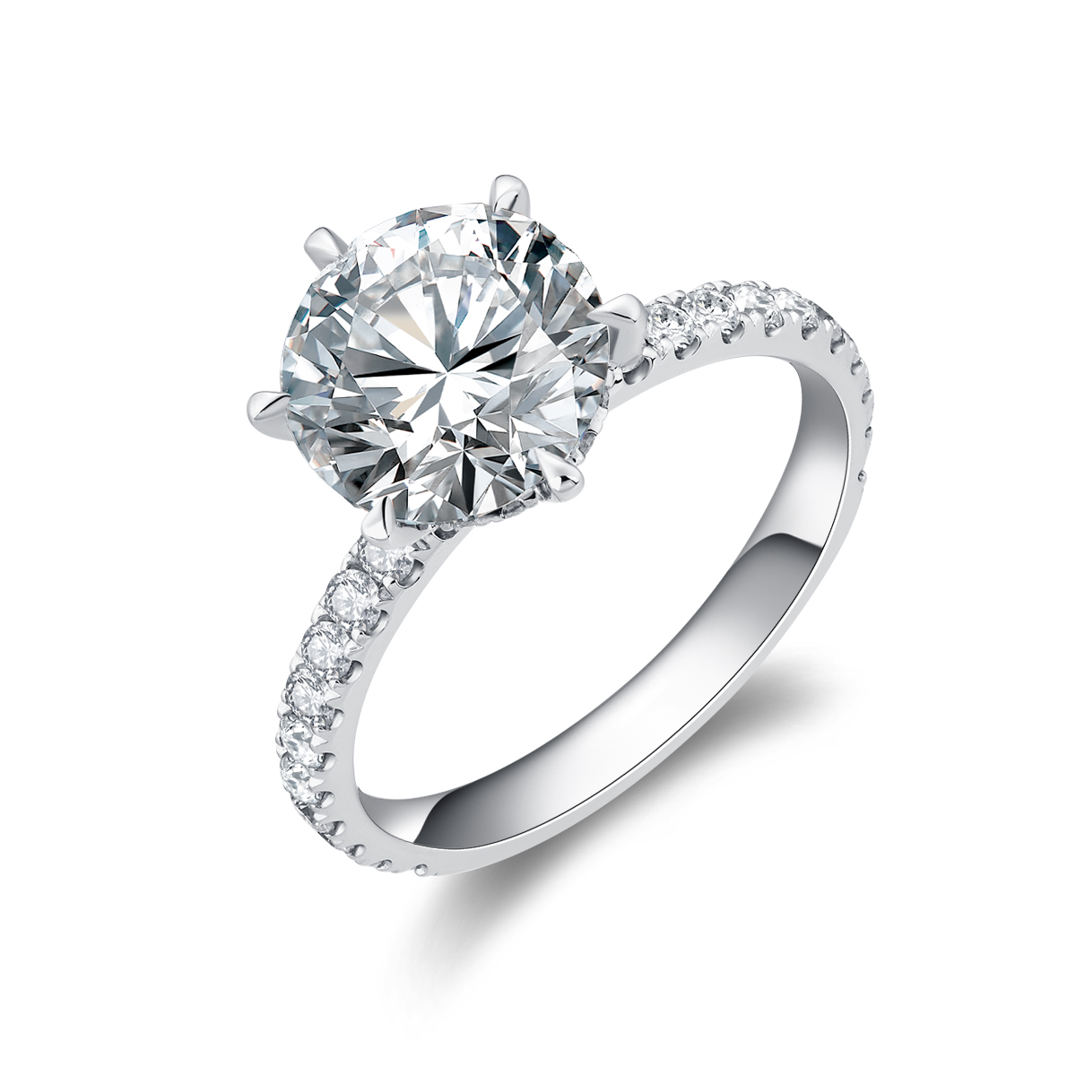 3 Carat Center Stone Round Cut Lab Grown Diamond Hidden Halo Engagement Ring (3.5 Ct. Tw)
