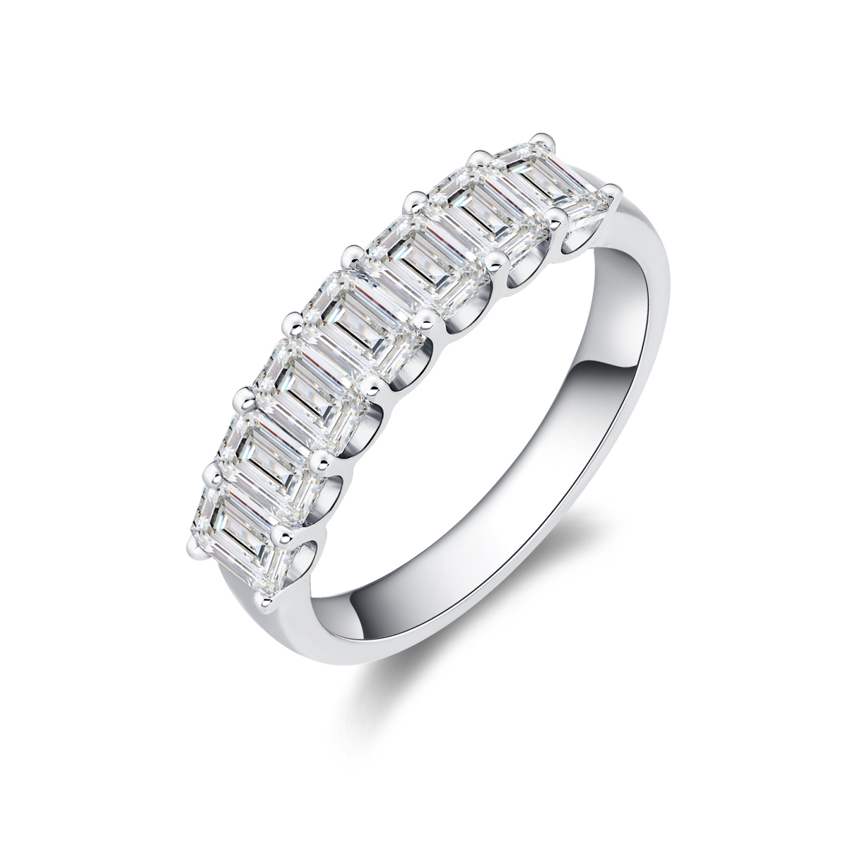 1.7 Carat Total Weight Seven Stone Emerald Cut Lab Grown Diamond Half Eternity Band 