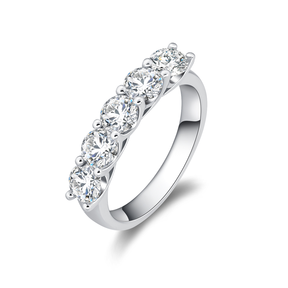 1.2 Carat Total Weight 5 Stone Round Cut Lab Grown Diamond Wedding Ring Half Eternity Band-Light Mark