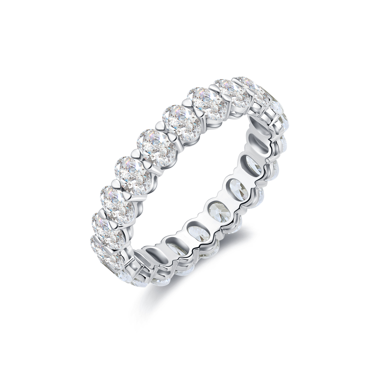 3 Carat Total Weight Oval Cut Lab Grown Diamond Full Eternity Wedding Ring Anniversary Band-Light Mark