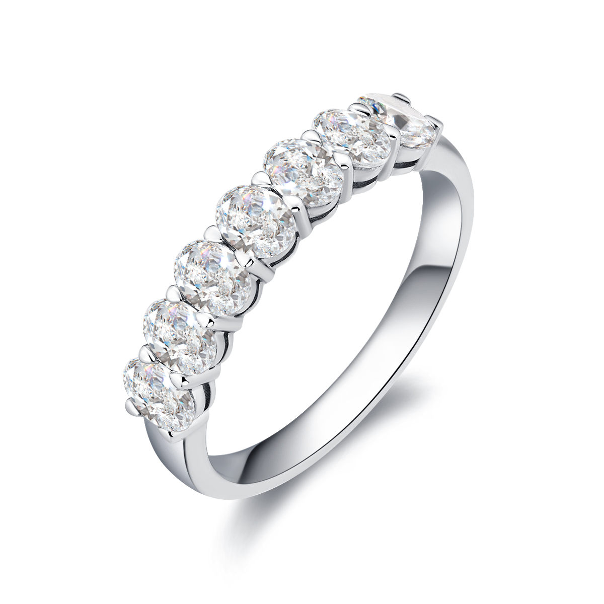 1 Carat Total Weight Oval Cut Seven Stone Half Eternity Band Wedding Ring