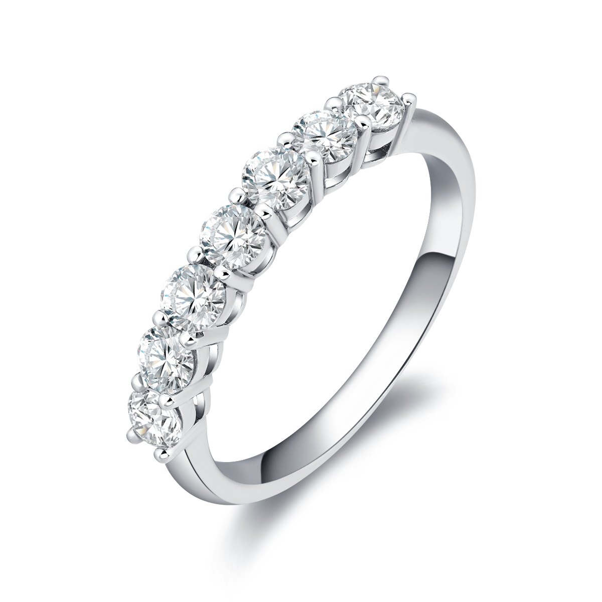 0.4 Carat Total Weight Seven Stone Round Cut Lab Grown Diamond Half Eternity Anniversary Ring 