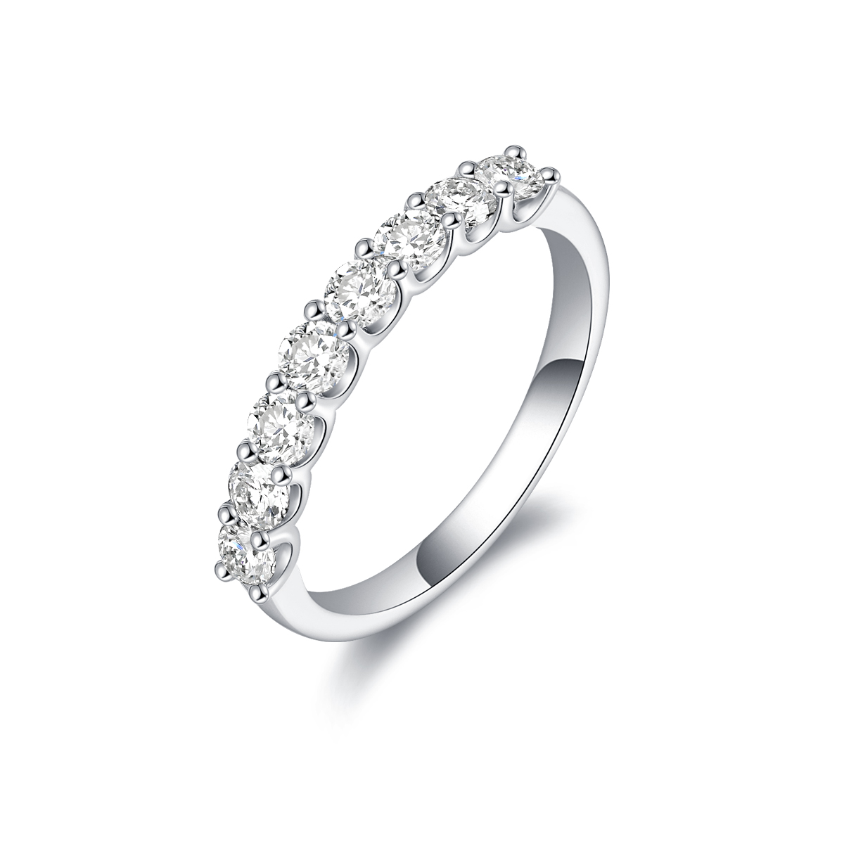 0.6 Carat Total Weight 8 Stone Round Cut Lab Grown Diamond Wedding Band