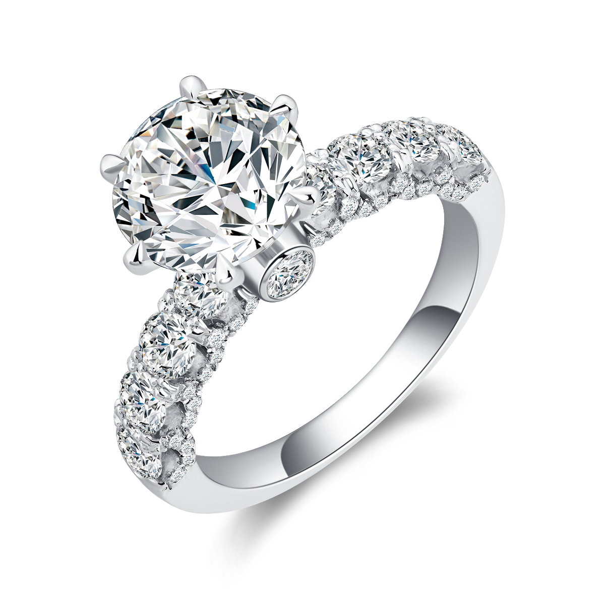  2 Carat Center Stone Round Cut Lab Grown Diamond Hidden Halo Engagement Ring (3.1 Ct Tw)-Light Mark