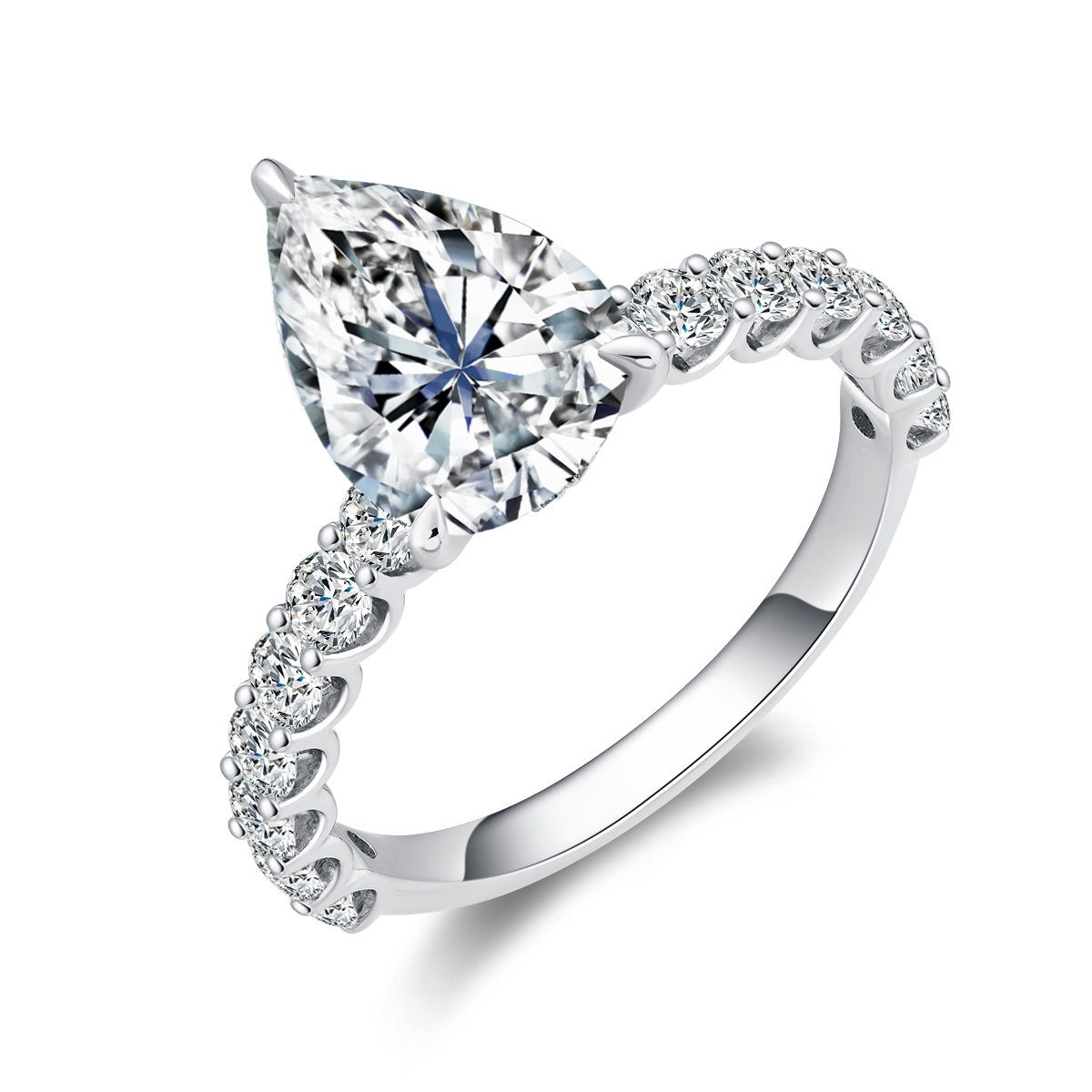 2.1 Carat Center Stone Pear Cut Lab Grown Diamond Engagement Ring(3 Ct. Tw)