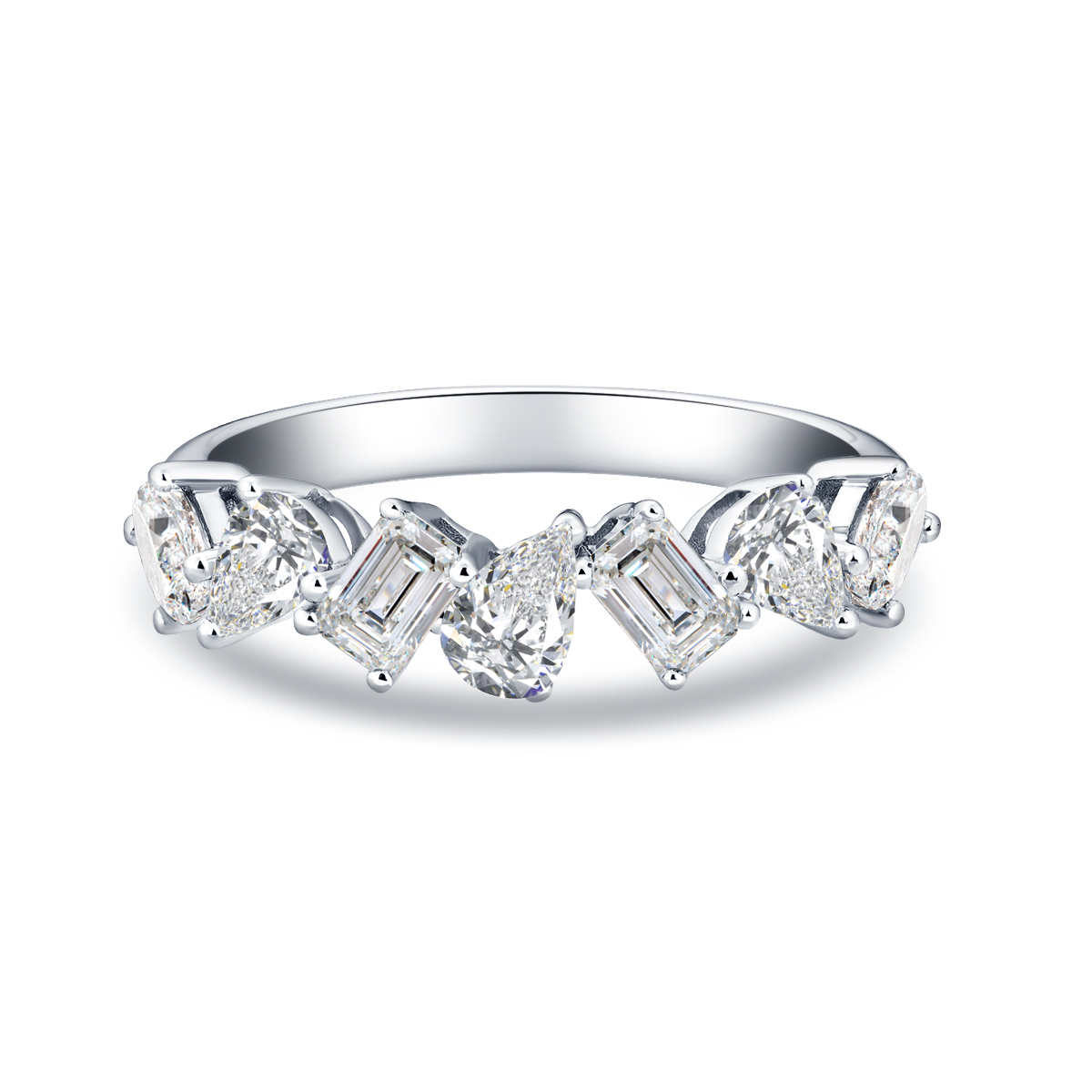 1.4 Carat Total Weight Mixed Shape Lab Grown Diamond Anniversary Ring Wedding Band in 18k White Gold