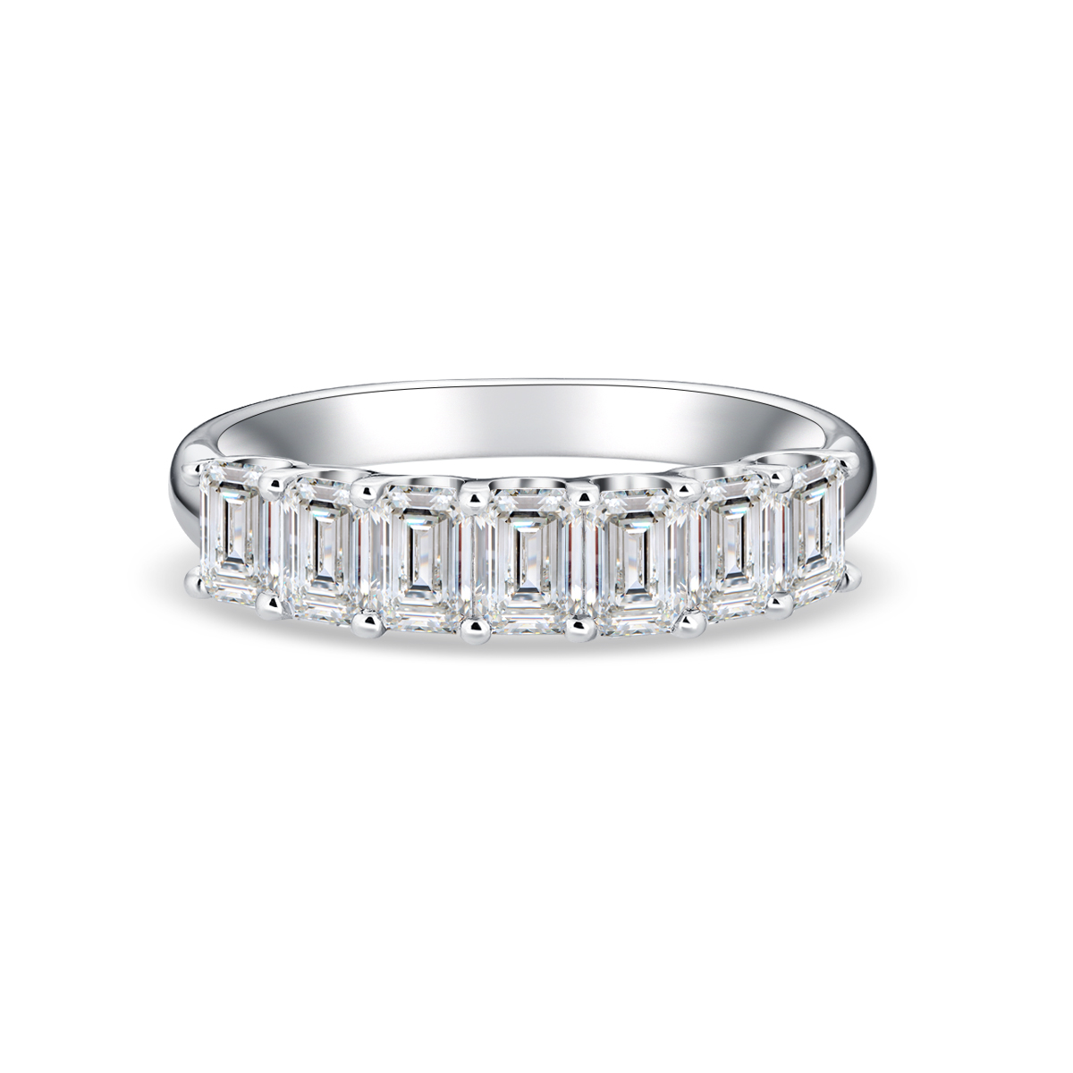 1.7 Carat Total Weight Seven Stone Emerald Cut Lab Grown Diamond Half Eternity Band 