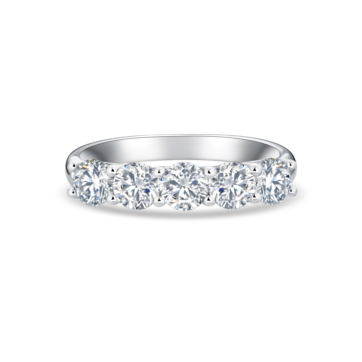 1.2 Carat Total Weight 5 Stone Round Cut Lab Grown Diamond Wedding Ring Half Eternity Band-Light Mark