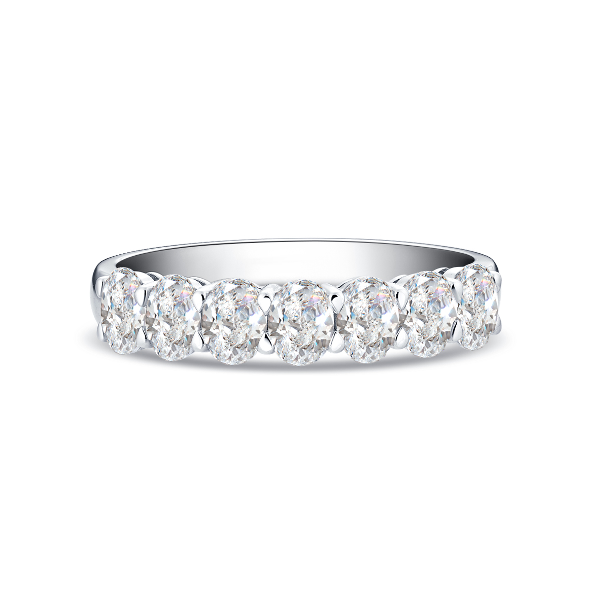 1 Carat Total Weight Oval Cut Seven Stone Half Eternity Band Wedding Ring