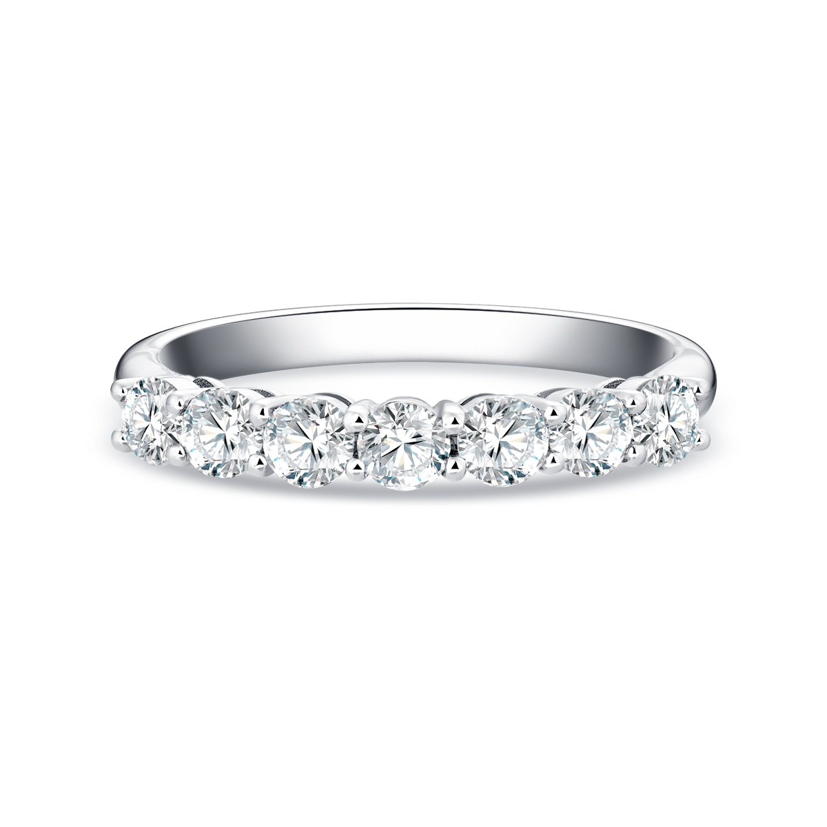 0.4 Carat Total Weight Seven Stone Round Cut Lab Grown Diamond Half Eternity Anniversary Ring 