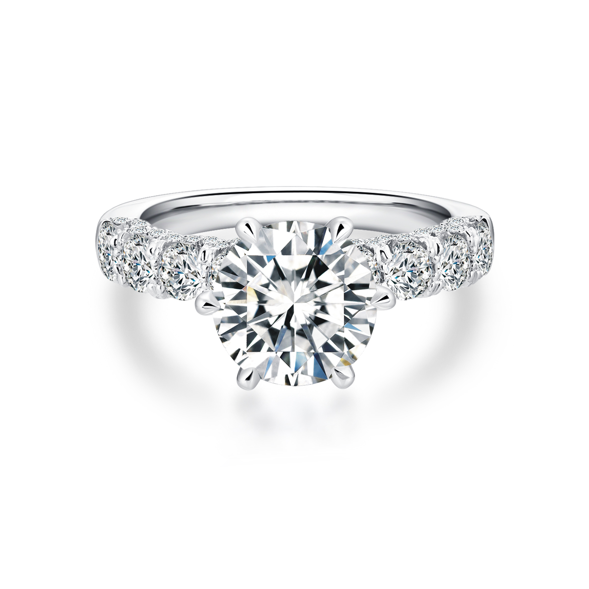  2 Carat Center Stone Round Cut Lab Grown Diamond Hidden Halo Engagement Ring (3.1 Ct Tw)-Light Mark