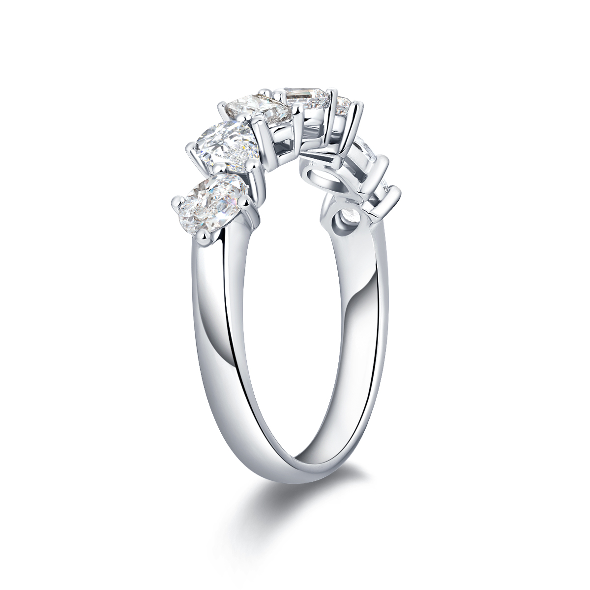 1.4 Carat Total Weight Mixed Shape Lab Grown Diamond Anniversary Ring Wedding Band in 18k White Gold
