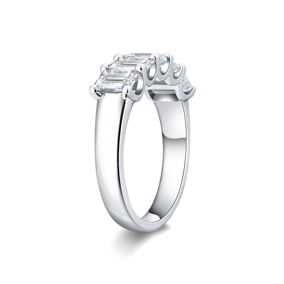 2 Carat Total Weight 5-Stone Emerald Cut Lab Grown Diamond Wedding Ring Anniversary Band-Light Mark