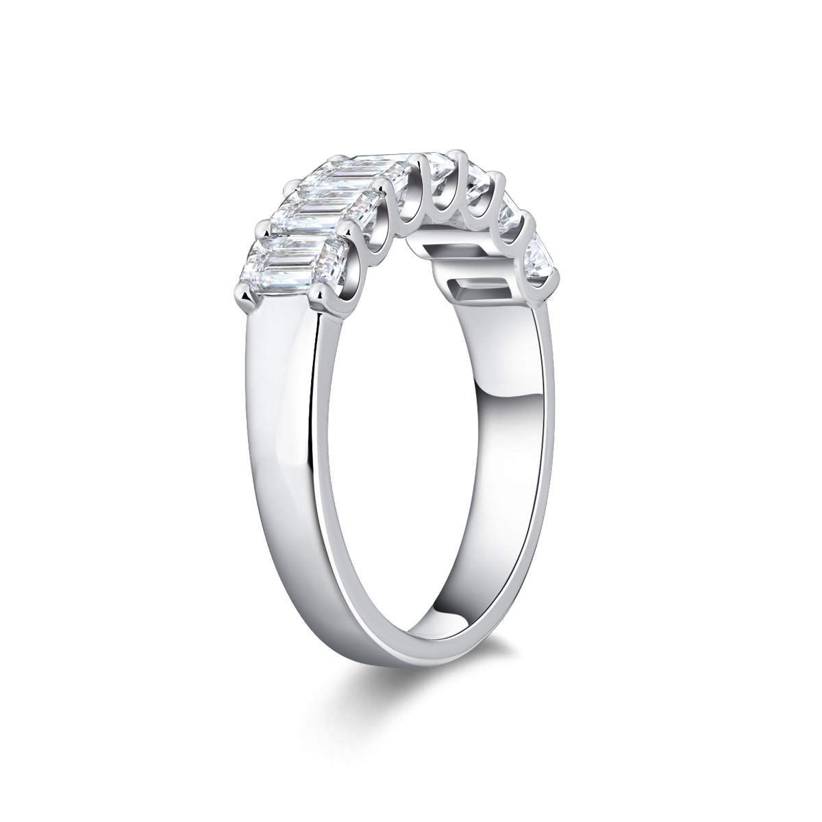 1.7 Carat Total Weight Seven Stone Emerald Cut Lab Grown Diamond Half Eternity Band 