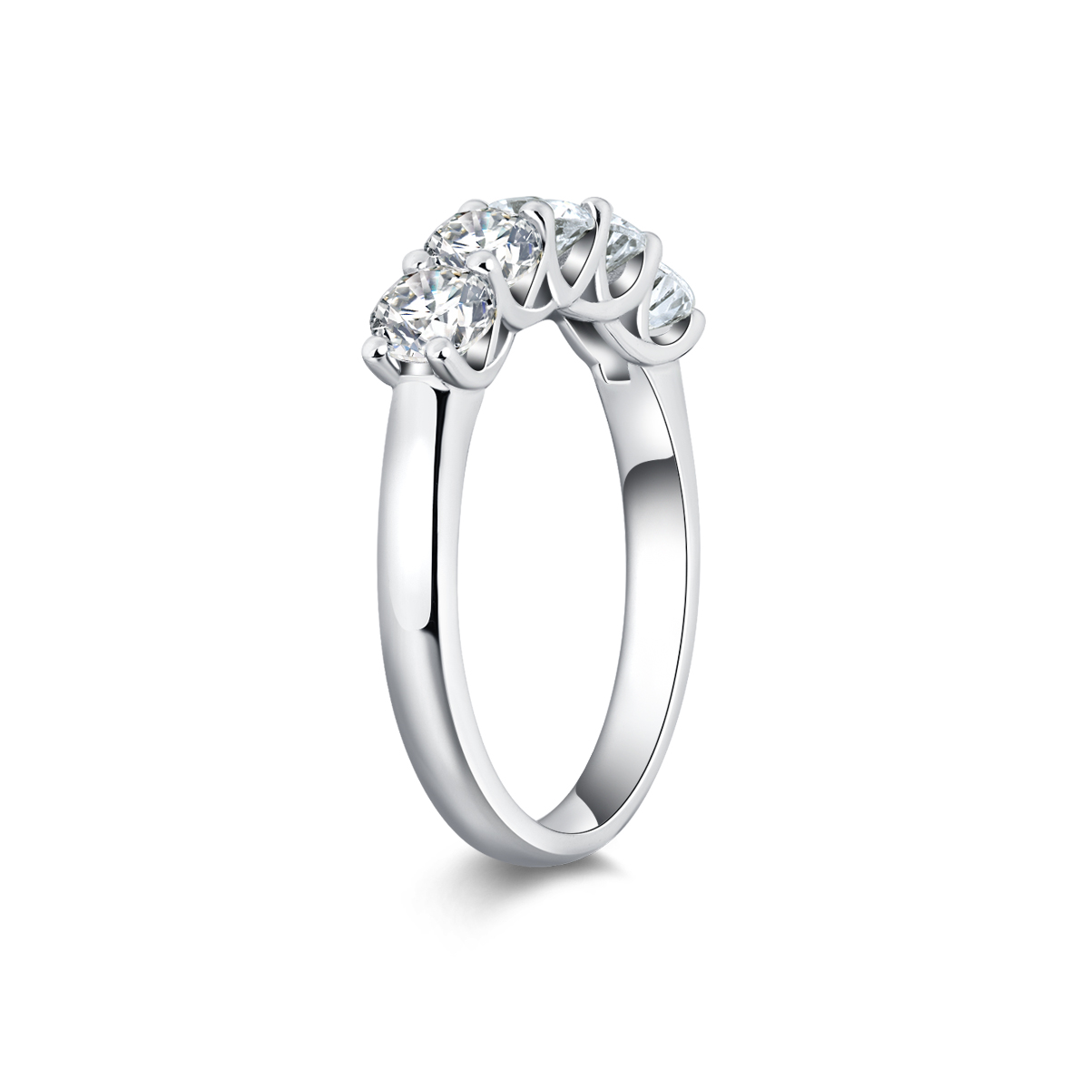 1.2 Carat Total Weight 5 Stone Round Cut Lab Grown Diamond Wedding Ring Half Eternity Band-Light Mark
