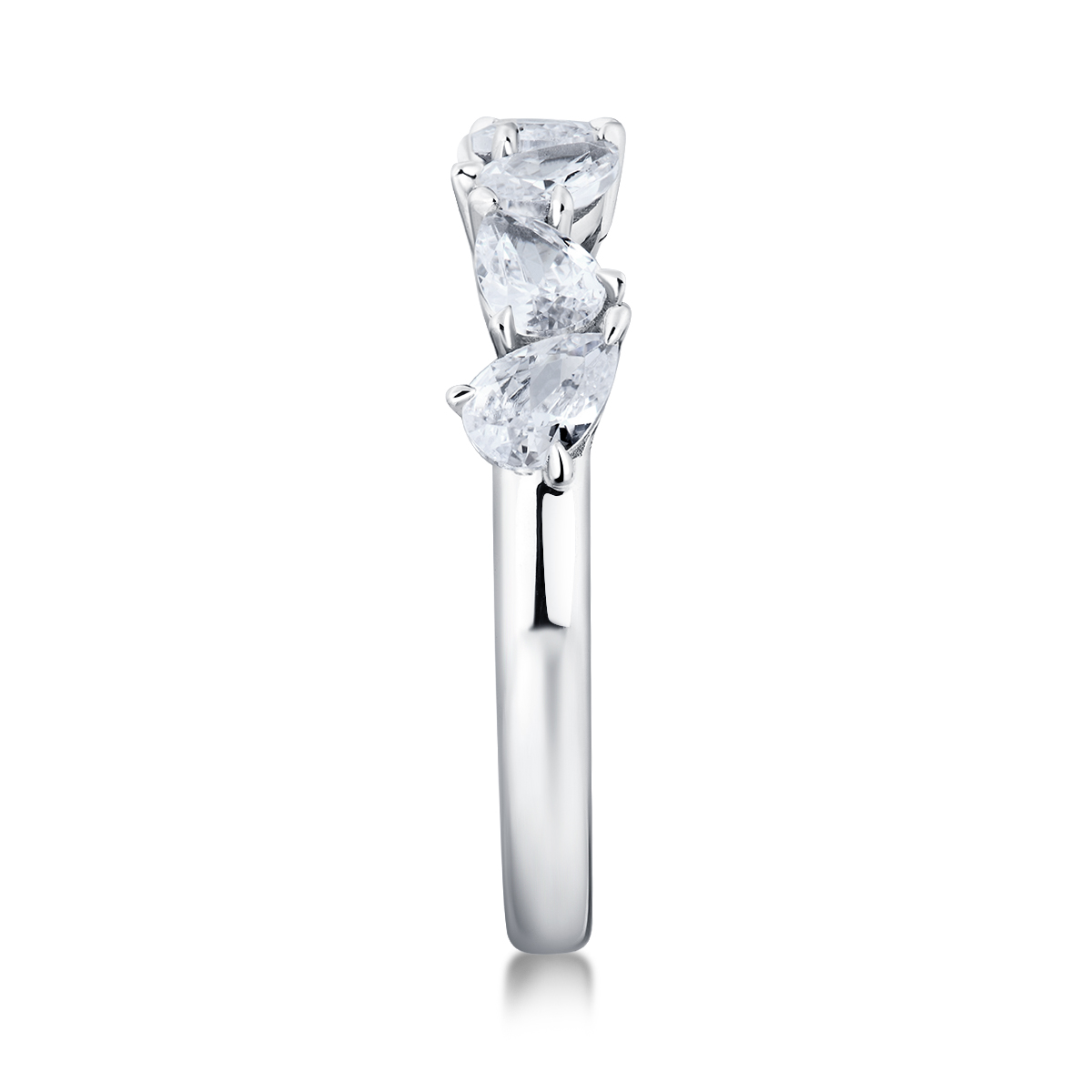 1 Carat Total Weight Seven Stone Pear Cut Lab Grown Diamond East West Anniversary Band Wedding Ring-Light Mark