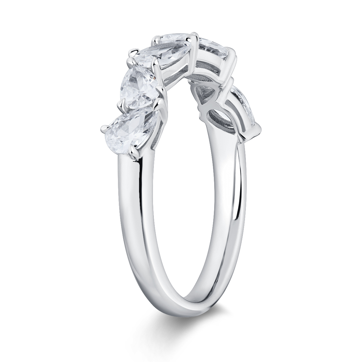 1 Carat Total Weight Seven Stone Pear Cut Lab Grown Diamond East West Anniversary Band Wedding Ring-Light Mark