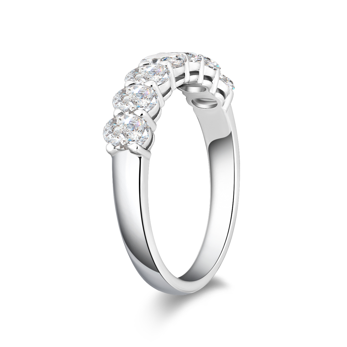 1 Carat Total Weight Oval Cut Seven Stone Half Eternity Band Wedding Ring